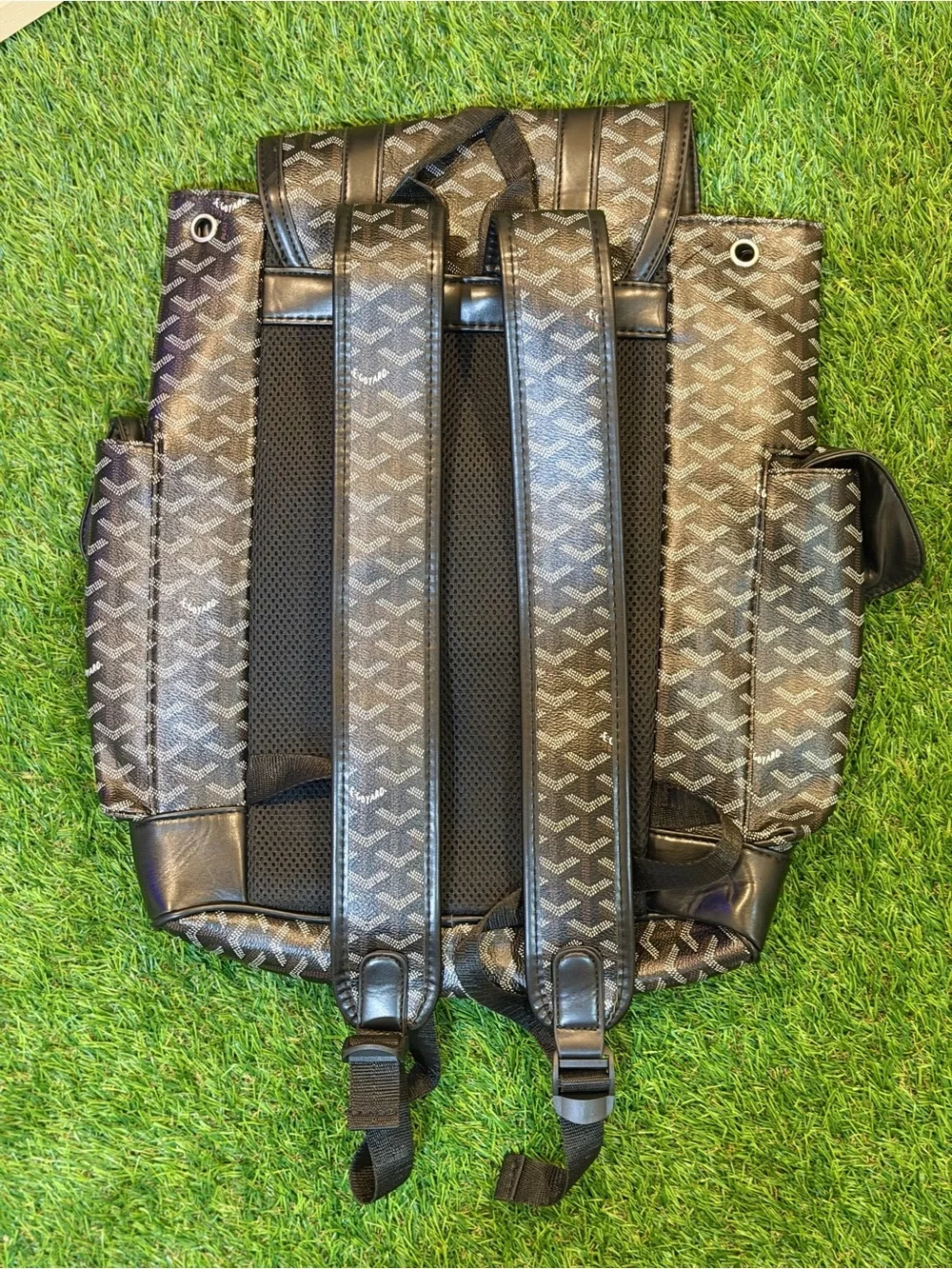 Goyard Yellow Backpack with Black Leather Trim